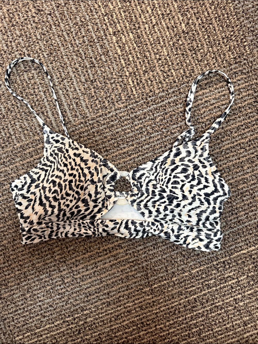 aerie Leopard-Print Wireless Swim Bralette - Black & Cream